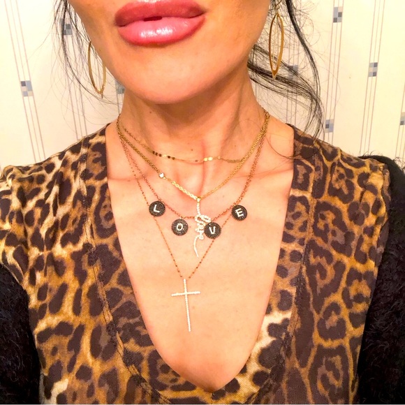 Bettina Javaheri black diamond rose gold love necklace RARE